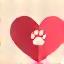 A paw print inside a heart icon.